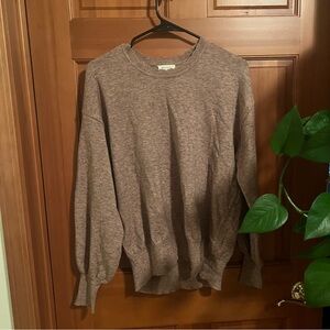Ella Moss Brown Sweater with scalloped neckline.